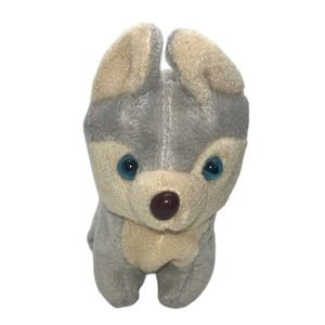 Flufff N Stuff Mushy The Puppy Blue Eyes  Dog Plush Husky Mini Beanie Toy Kid 6”